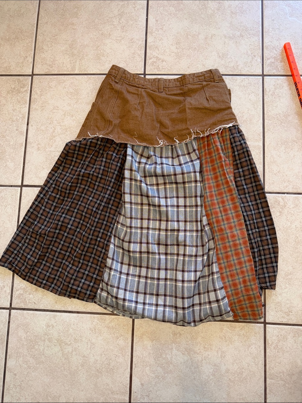 Handmade Patchwork Plaid Wrap Skirt Size 10 Adjustable boho grunge - Picture 7 of 7